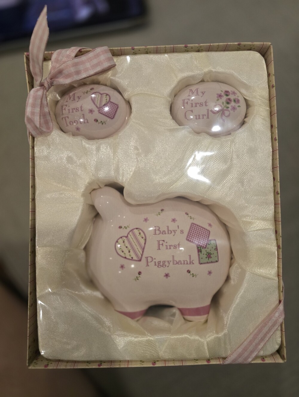 Baby's First Piggy Bank and Keepsake Set - Pink